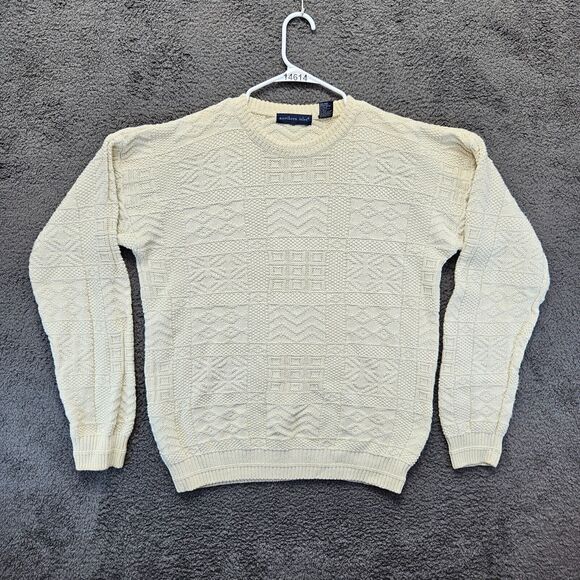 Northern Isles Sweater Womens Large Ivory Textured Crewneck Pullover - Picture 1 of 9